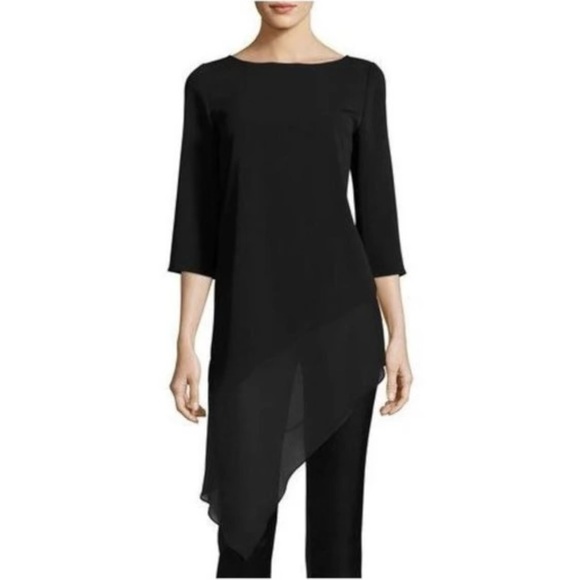 St. John Tops - St. John Cady Asymmetric Hem Half Sleeve Silk Blend Minimalist Tunic Blouse Top